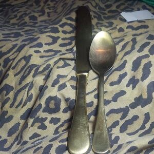 Highly Sought After Collectable Italian Flateware Matte Gold Silverware Mepra